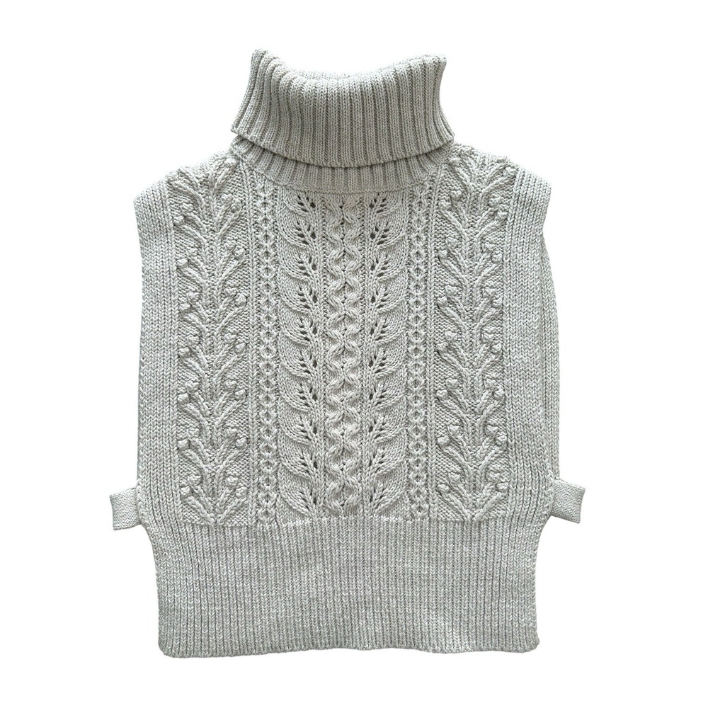 Veronica Beard Collina Sweater Vest Silk Wool XS/S Beige Cable Knit #IJ1-1